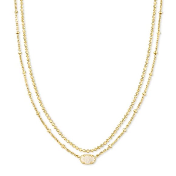 Kendra Scott - Emilie Gold Multi Strand Necklace in Iridescent Drusy New - Picture 1 of 4